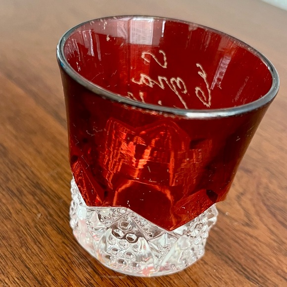 Antique Ruby Red Flash Glass Souvenir Set Of 3 Creamer & Shot Glass Early 1900s - Picture 10 of 16